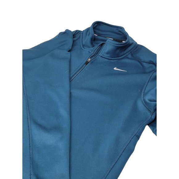 Nike Dri-Fit Quarter Zip Pull Over Jacket Polyester Blue Green Men's Size Medium - Picture 3 of 6